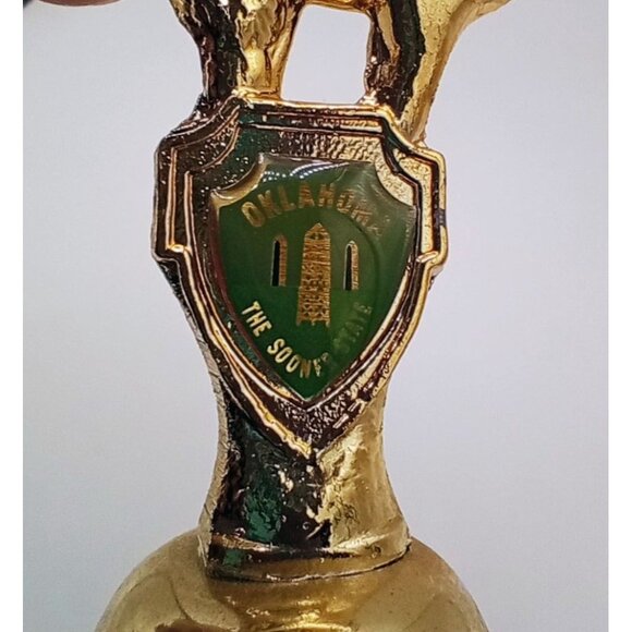 Dinner Bell Oklahoma The Sooner State Gold Buffalo Vintage 3.25 Inch Souvenir - Picture 5 of 13